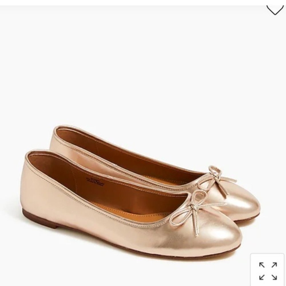 J. Crew Factory Ballet Flats in Metallic Rose Gold